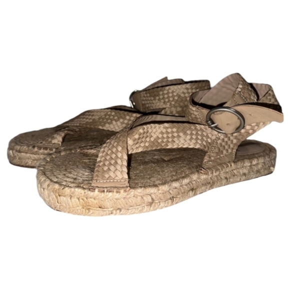 Sam Edelman Dakota Platform Sandal Natural 10.5 Woven Buckle Closure Wrap Ankle - Picture 2 of 8